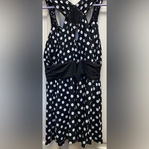 Black with white polka dots halter top - size: large